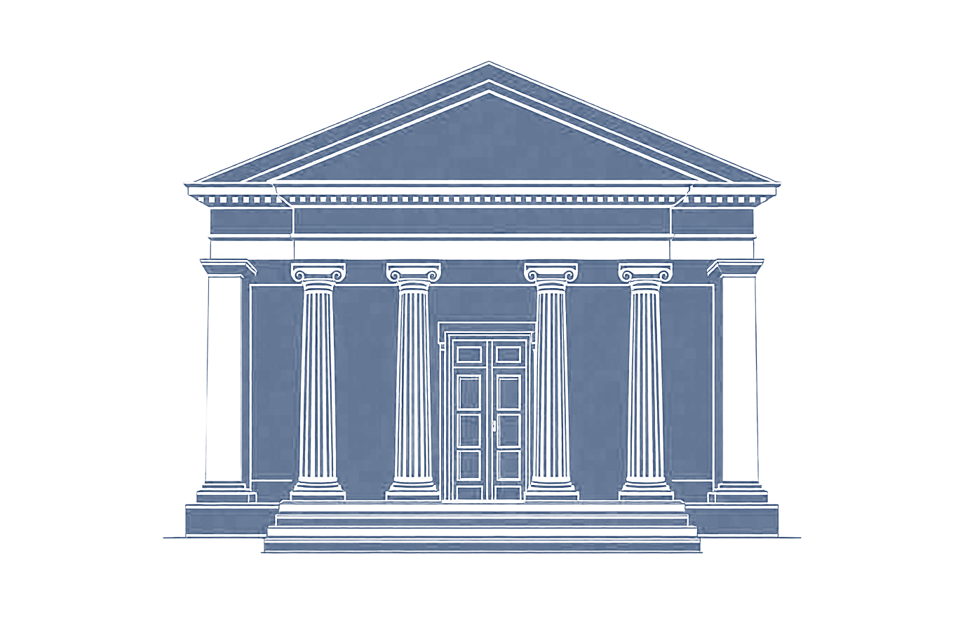 Classical bank facade line drawing