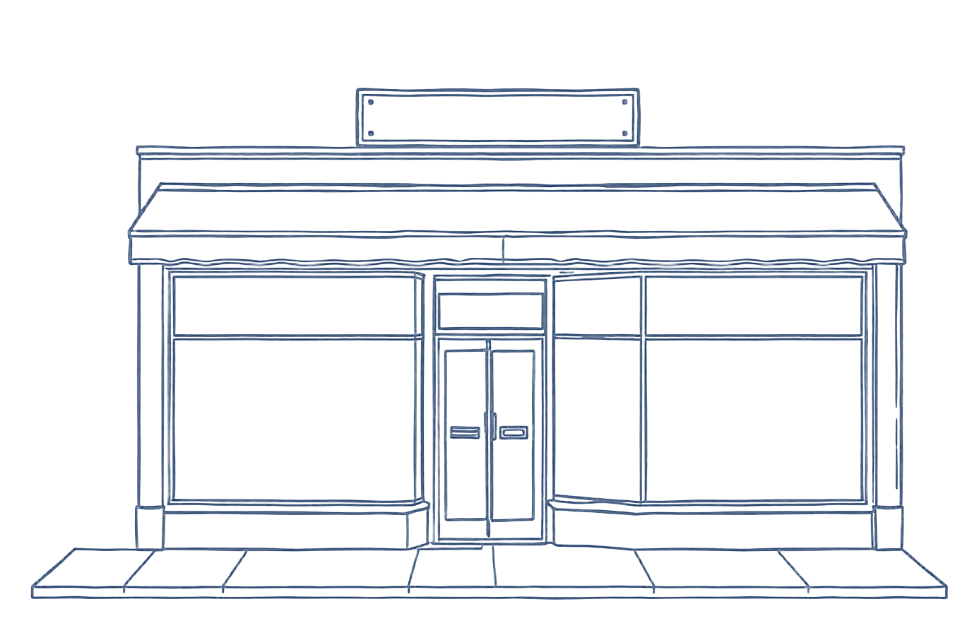 Storefront elevation line drawing